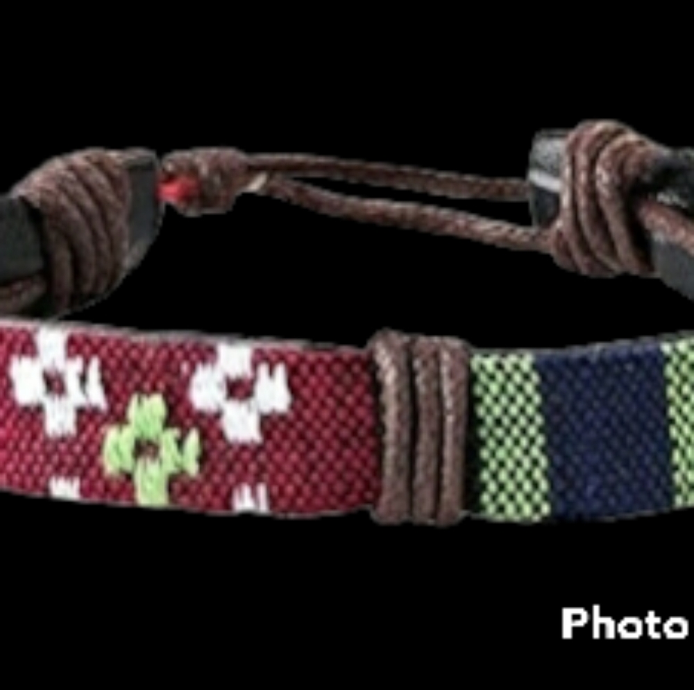HANDMADE BRAIDED LEATHER & BEAD BRACELET--Made of Pure Hand-made Braided Leather